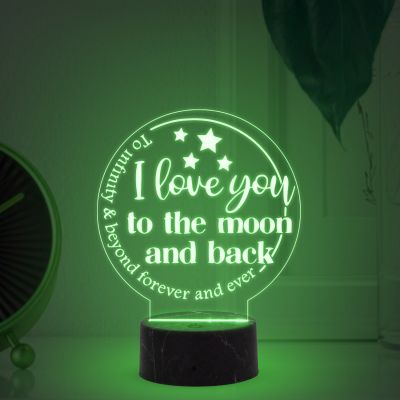 I Love You to The Moon and Back Engraved Night Lamp with Automatic Color Changing Light Bedroom Kids Room Decoration